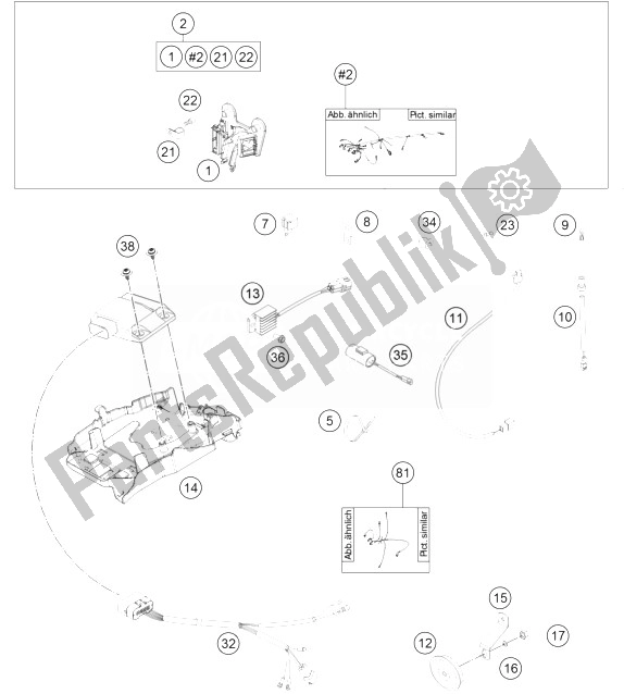 Tutte le parti per il Cablaggio Elettrico del KTM 125 EXC Europe 2014