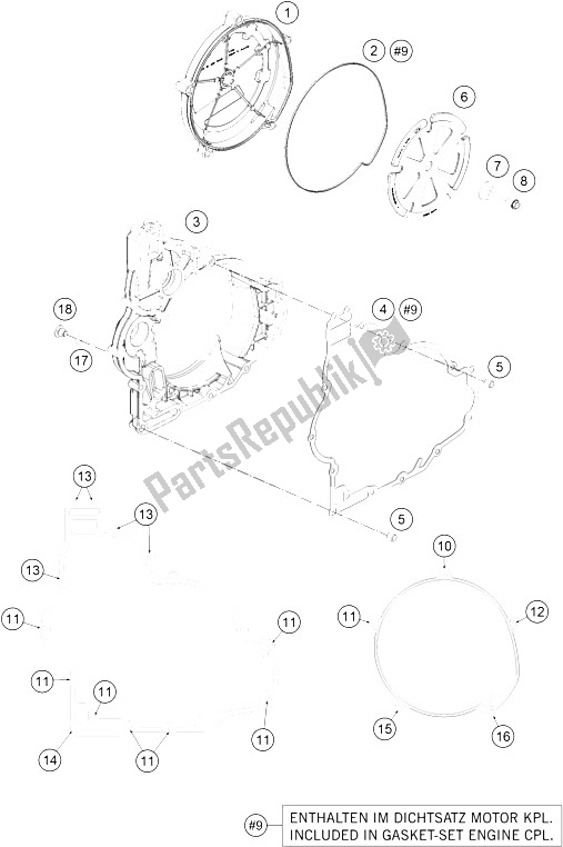 All parts for the Clutch Cover of the KTM 1290 Superduke R Orange ABS 15 Australia 2015