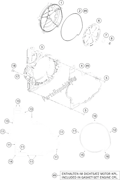 Tutte le parti per il Coperchio Frizione del KTM 1290 Superduke R Orange ABS 15 Europe 2015