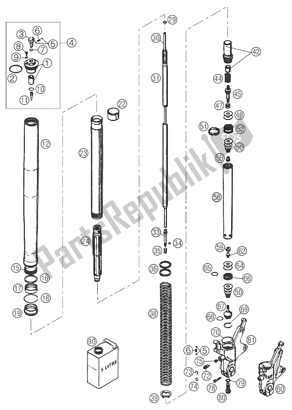 Todas as partes de Empilhadeiras Wp Multi Regulador 640 do KTM 640 Duke II Weiss Europe 2002