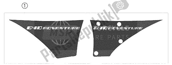 All parts for the Decal of the KTM 640 Adventure Australia United Kingdom 2005