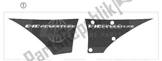 All parts for the Decal of the KTM 640 Adventure USA 2005