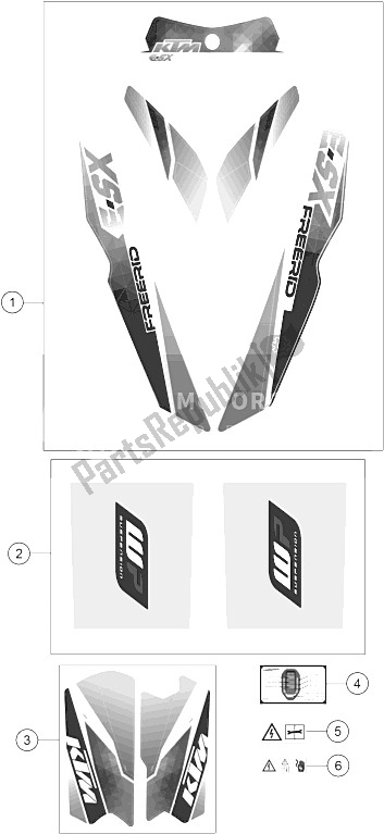 All parts for the Decal of the KTM Freeride E SX Europe 0 2015