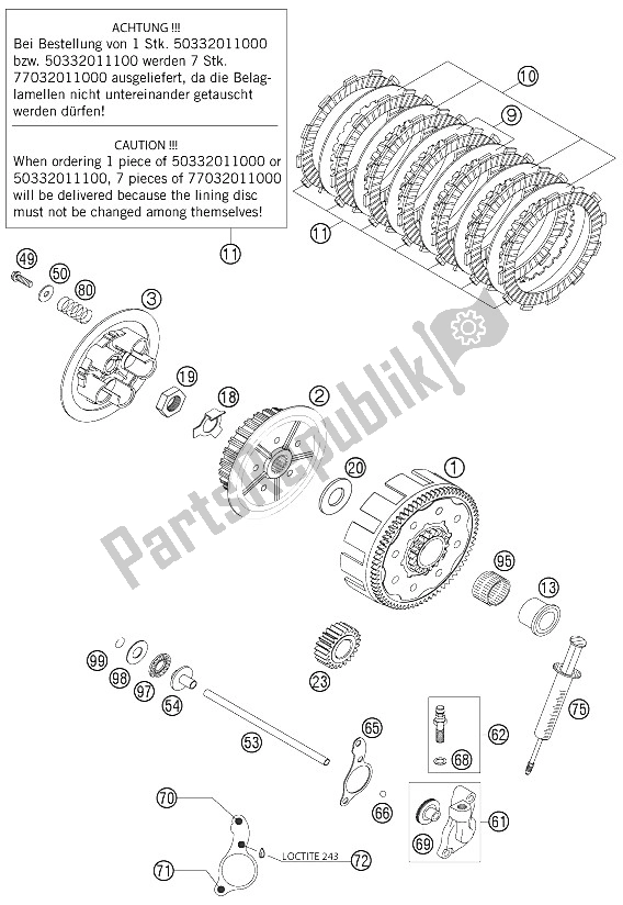 Tutte le parti per il Frizione 125/200 2000 del KTM 125 EXC Australia 2001