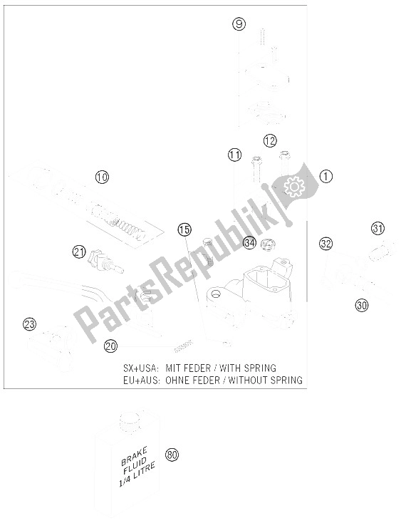 All parts for the Hand Brake Cylinder of the KTM 150 XC USA 2012