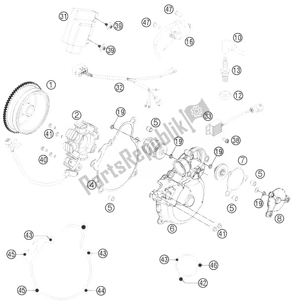 All parts for the Ignition System of the KTM 250 EXC Europe 2014