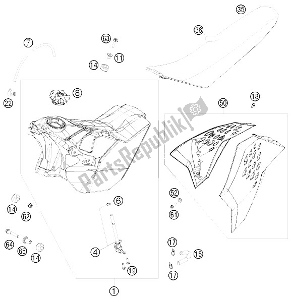 All parts for the Tank, Seat, Cover of the KTM 400 EXC Australia 2009