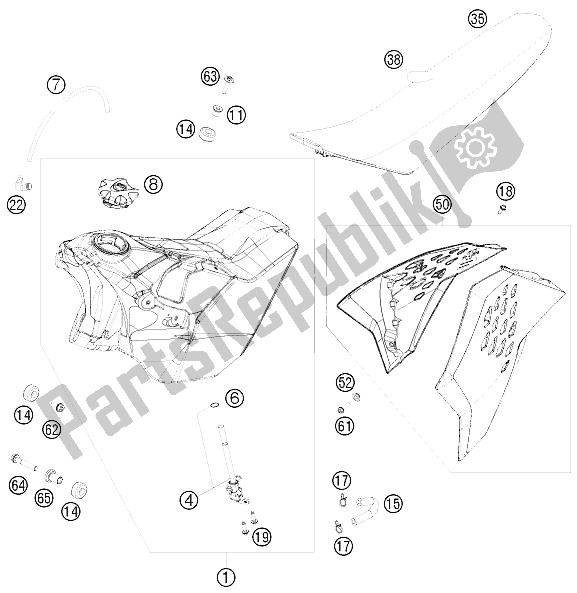 Todas las partes para Tanque, Asiento, Tapa de KTM 450 EXC Australia 2011