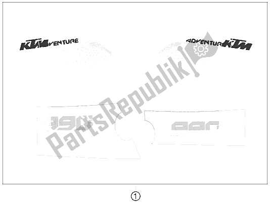 All parts for the Decal of the KTM 990 Adventure White ABS 09 USA 2009
