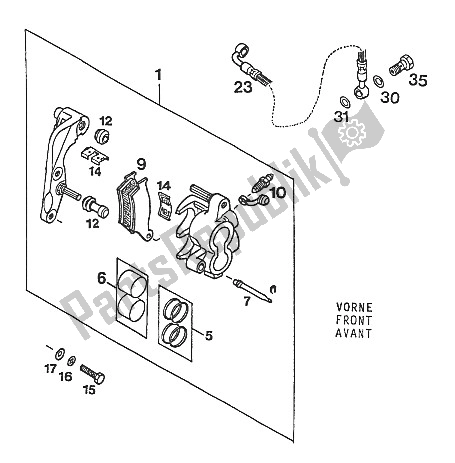 All parts for the Brake Caliper Front Brembo'93 of the KTM 350 E XC 20 KW SUP COM Europe 1994