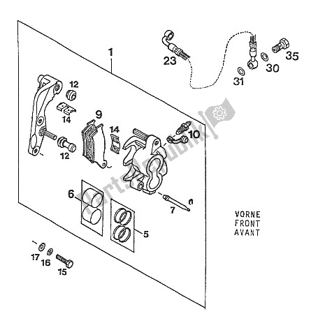 Tutte le parti per il Pinza Freno Anteriore Brembo'93 del KTM 400 EXC WP Europe 1994