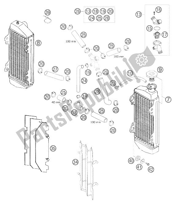 All parts for the Cooling System of the KTM 300 EXC Europe 2006