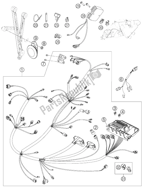 All parts for the Wiring Harness of the KTM 690 Enduro R USA 2010