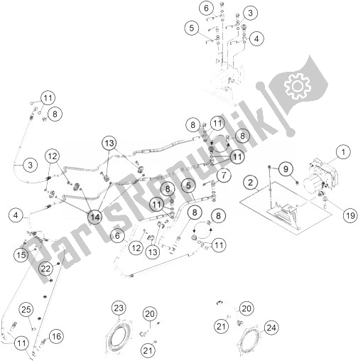 All parts for the Antiblock System Abs of the KTM 1190 Adventure ABS Orange USA 2013