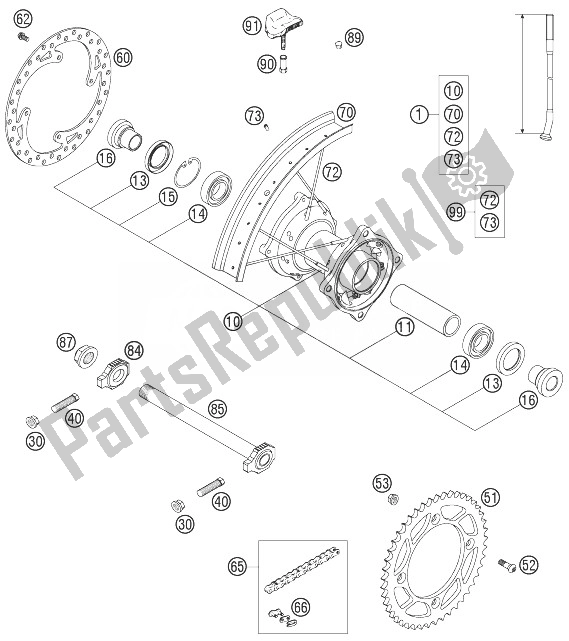 All parts for the Rear Wheel of the KTM 105 SX Europe 2004
