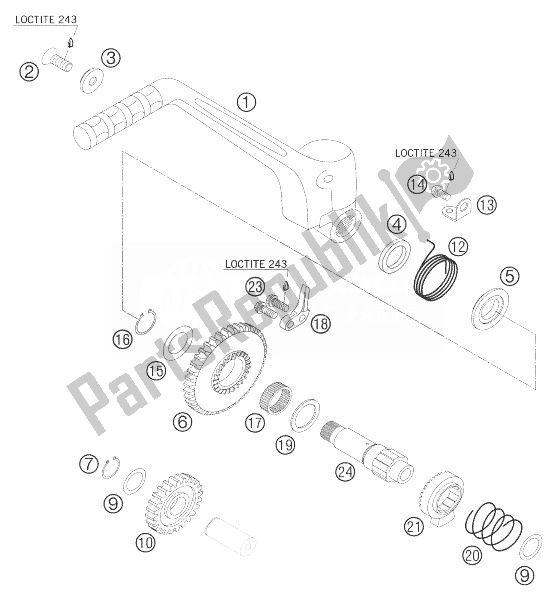 All parts for the Kick Starter of the KTM 450 SMR Europe 2004