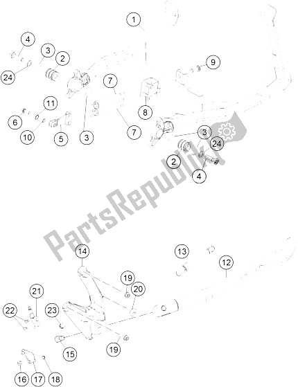 All parts for the Side-/ Center Stand of the KTM 1190 Adventure R ABS Australia 2016