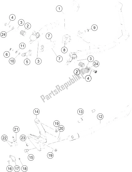 All parts for the Side- Center Stand of the KTM 1190 Adventure R ABS France 2015