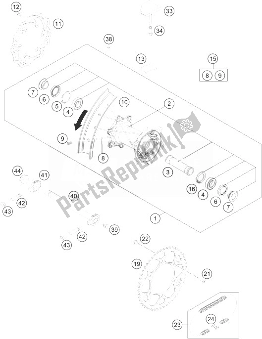 Tutte le parti per il Ruota Posteriore del KTM 450 SX F Factory Edition USA 2014