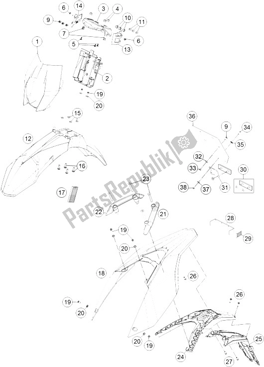Tutte le parti per il Maschera, Parafango del KTM 690 SMC R ABS Europe 2015