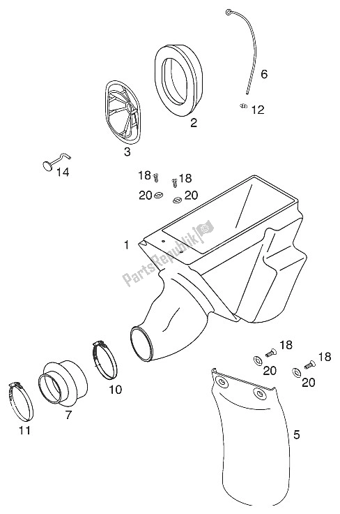 Toutes les pièces pour le Boîtier De Filtre à Air 60/65 '98 du KTM 65 SX Europe 2000