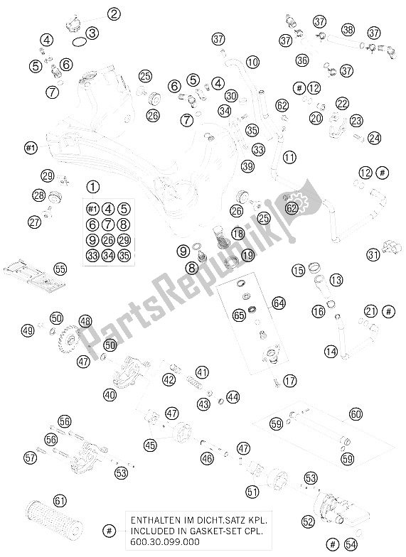 All parts for the Lubricating System of the KTM 990 Super Duke Black Europe 2008