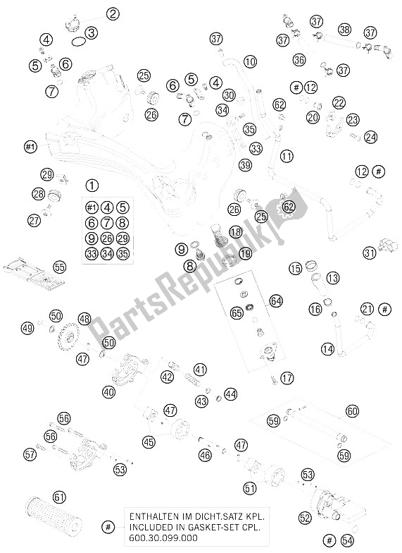 All parts for the Lubricating System of the KTM 990 Super Duke White France 2008