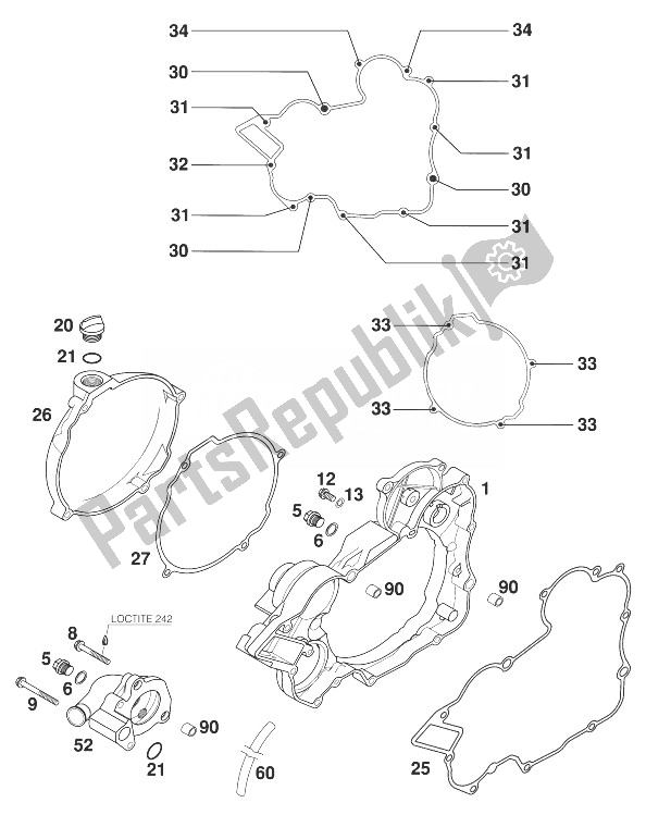 All parts for the Clutch Cover 200 Sgp '20 of the KTM 200 EGS SGP Asia 1999