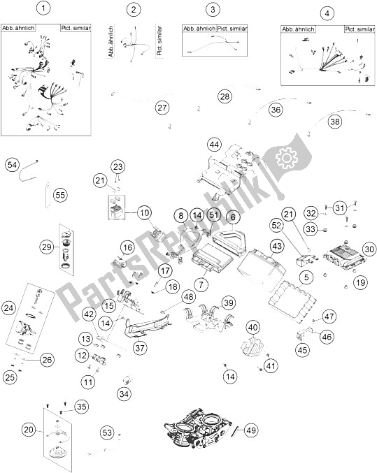 All parts for the Wiring Harness of the KTM 1190 ADV ABS Grey WES France 2015