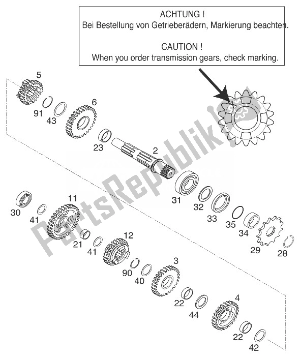 All parts for the Gearbox Ii 125/200 '99 of the KTM 200 EGS SGP Asia 1999