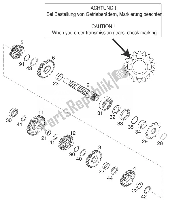 Tutte le parti per il Cambio Ii 125/200 '99 del KTM 200 EXC 99 Europe 1999