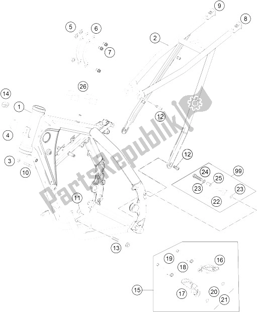 Toutes les pièces pour le Cadre, Sous-cadre du KTM 85 SX 17 14 Europe 2015