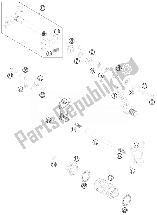All parts for the Shifting Mechanism of the KTM 450 SX F Europe 2014