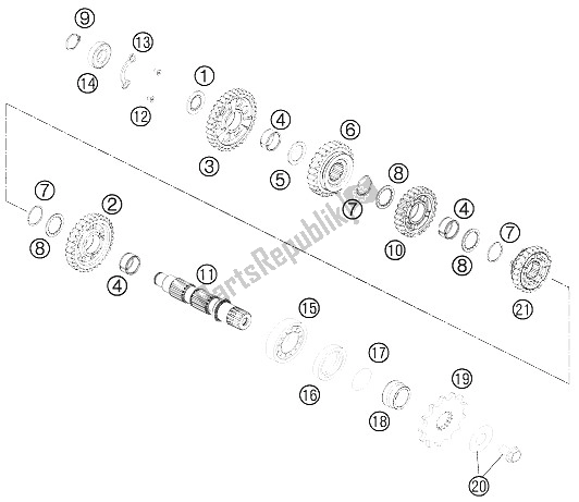 All parts for the Transmission Ii - Countershaft of the KTM 450 Rally Factory Replica 2012