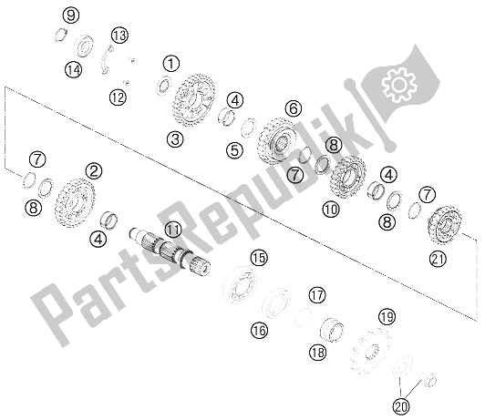 All parts for the Transmission Ii - Countershaft of the KTM 450 Rally Factory Replica Europe 2011