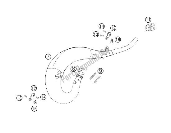 All parts for the Exhaust Pipe of the KTM 200 XC USA 2006