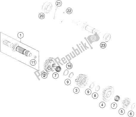 Toutes les pièces pour le Transmission I - Arbre Principal du KTM 500 EXC USA 2016