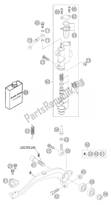 All parts for the Rear Brake Control 85 Sx of the KTM 85 SX Europe 6001D8 2004