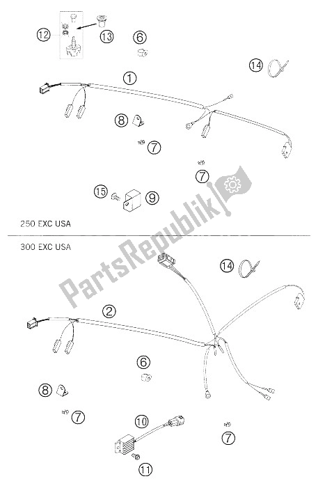 Tutte le parti per il Cablaggio 250/300 Ecc. Usa del KTM 300 EXC USA 2005