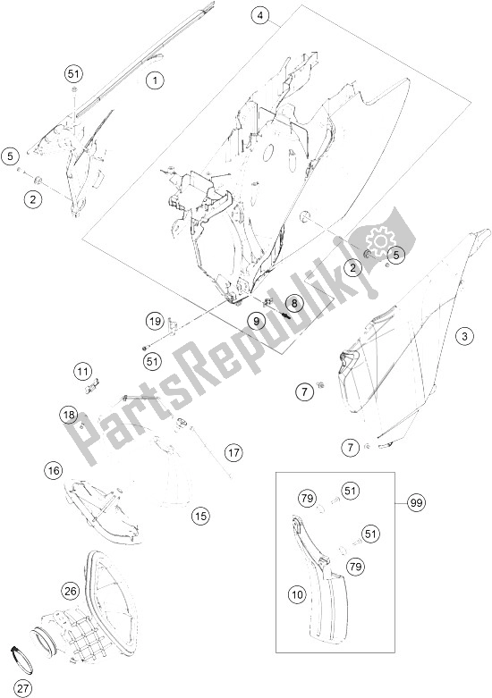 Toutes les pièces pour le Filtre à Air du KTM 450 SX F USA 2015