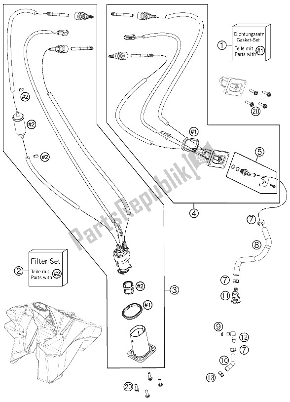 All parts for the Fuel Pump of the KTM 250 SX F Europe 2012