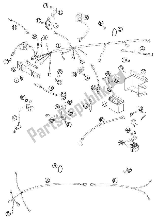 All parts for the Wiring Harness Racing Eu, Aus of the KTM 400 EXC Racing Australia 2002