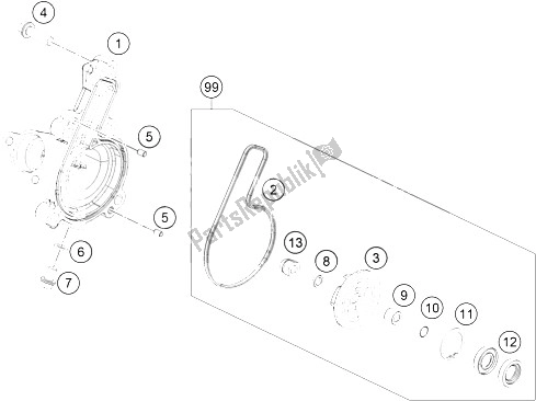 Alle onderdelen voor de Waterpomp van de KTM 200 Duke OR W O ABS B D 15 Europe 2015