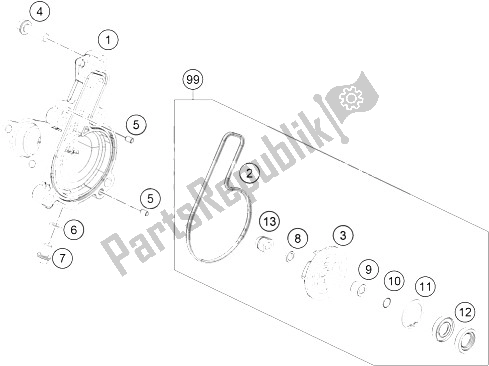 Toutes les pièces pour le Pompe à Eau du KTM 200 Duke OR W O ABS CKD 15 Brazil 2015