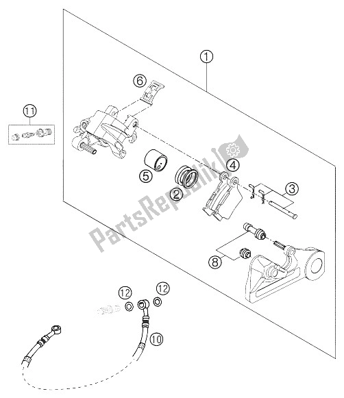 All parts for the Brake Caliper Rear of the KTM 125 EXC Europe 2005