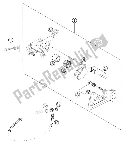 Tutte le parti per il Pinza Freno Posteriore del KTM 250 EXC Racing Australia 2005