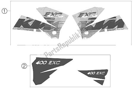All parts for the Decal of the KTM 400 EXC G Racing USA 2006