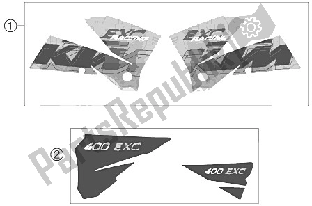 All parts for the Decal of the KTM 400 EXC G Racing USA 2006