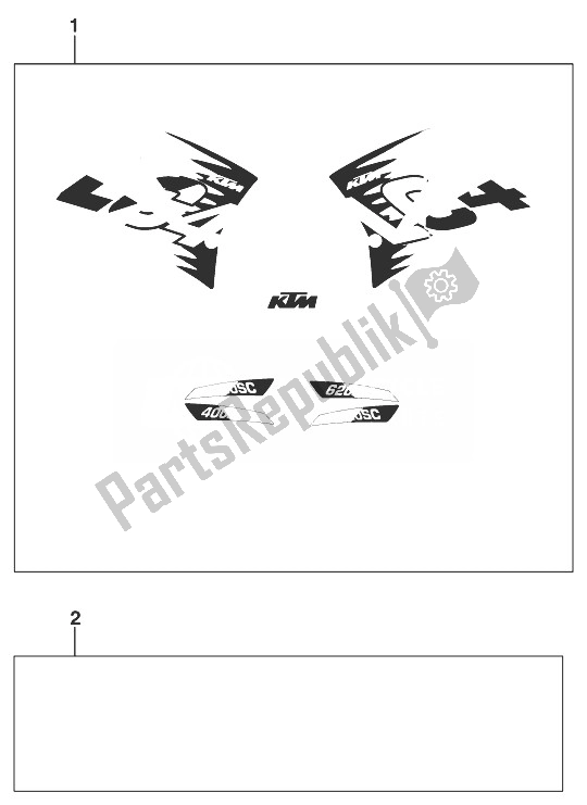 All parts for the Decal 400/620 Sc '99 of the KTM 620 SUP Comp 20 KW Europe 1999