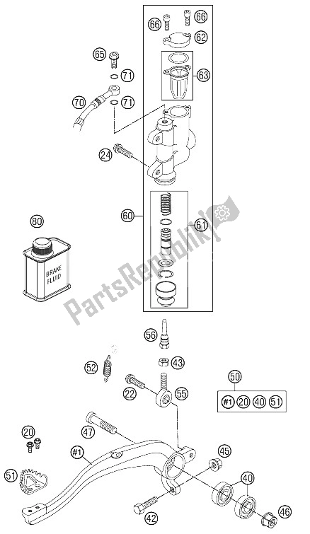 All parts for the Rear Brake Control of the KTM 85 SX 19 16 Europe 2012